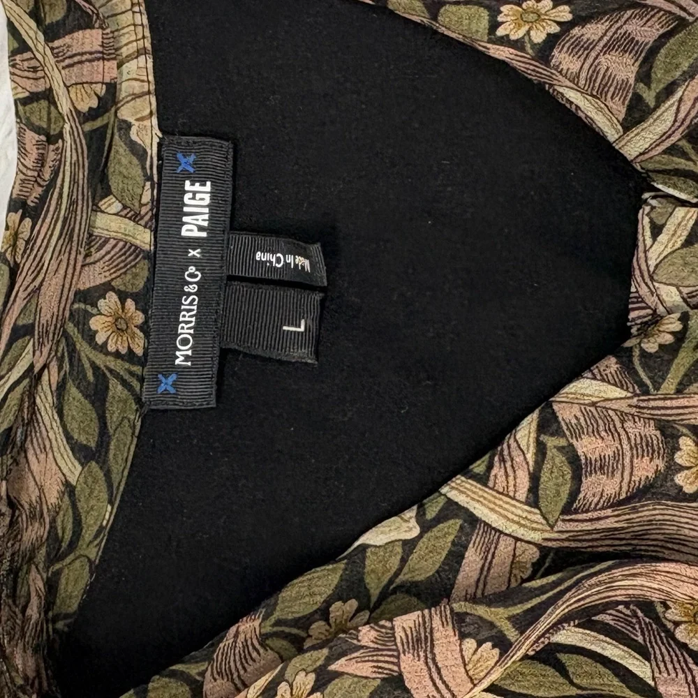 Anthropologie Paige Long-Sleeve V-Neck Dress Silk Brown Pattern - Picture 4 of 6